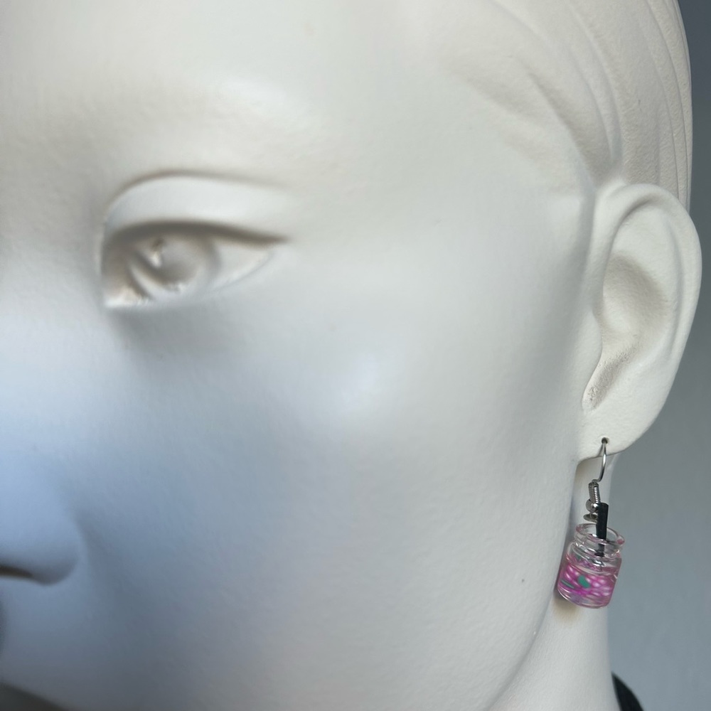 Grapes Drink Mason Jar Fashion Dangle Earrings - Picture 2 of 7